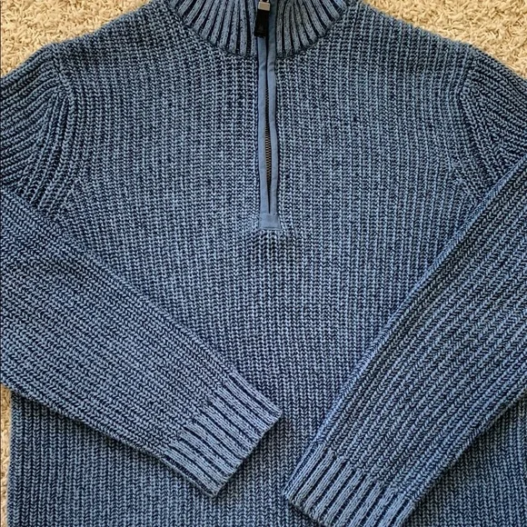 G.H. Bass & Co. Blue Zip Up Sweater with Ribbed Knit - Picture 3 of 11